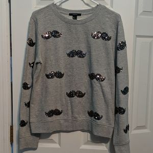 (2/$10) Sequined Moustache Sweatshirt